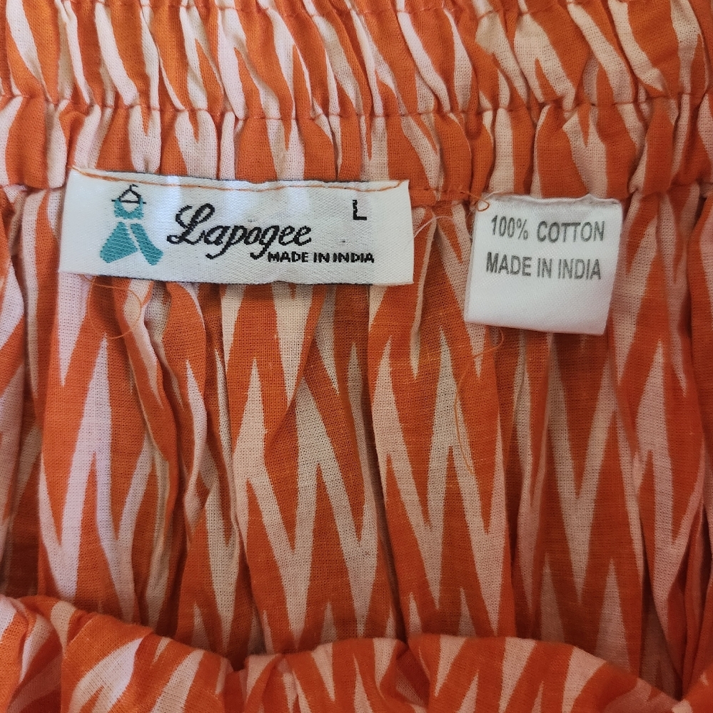 Lapogee Vibrant Orange Chevron Patterned Cotton M… - image 3